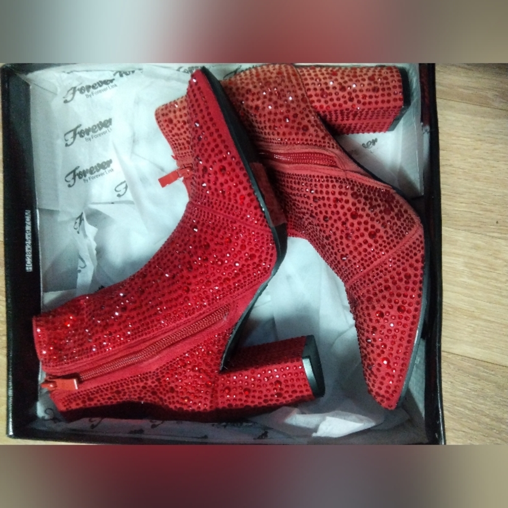 Forever New Sparkling Red Heeled Boots